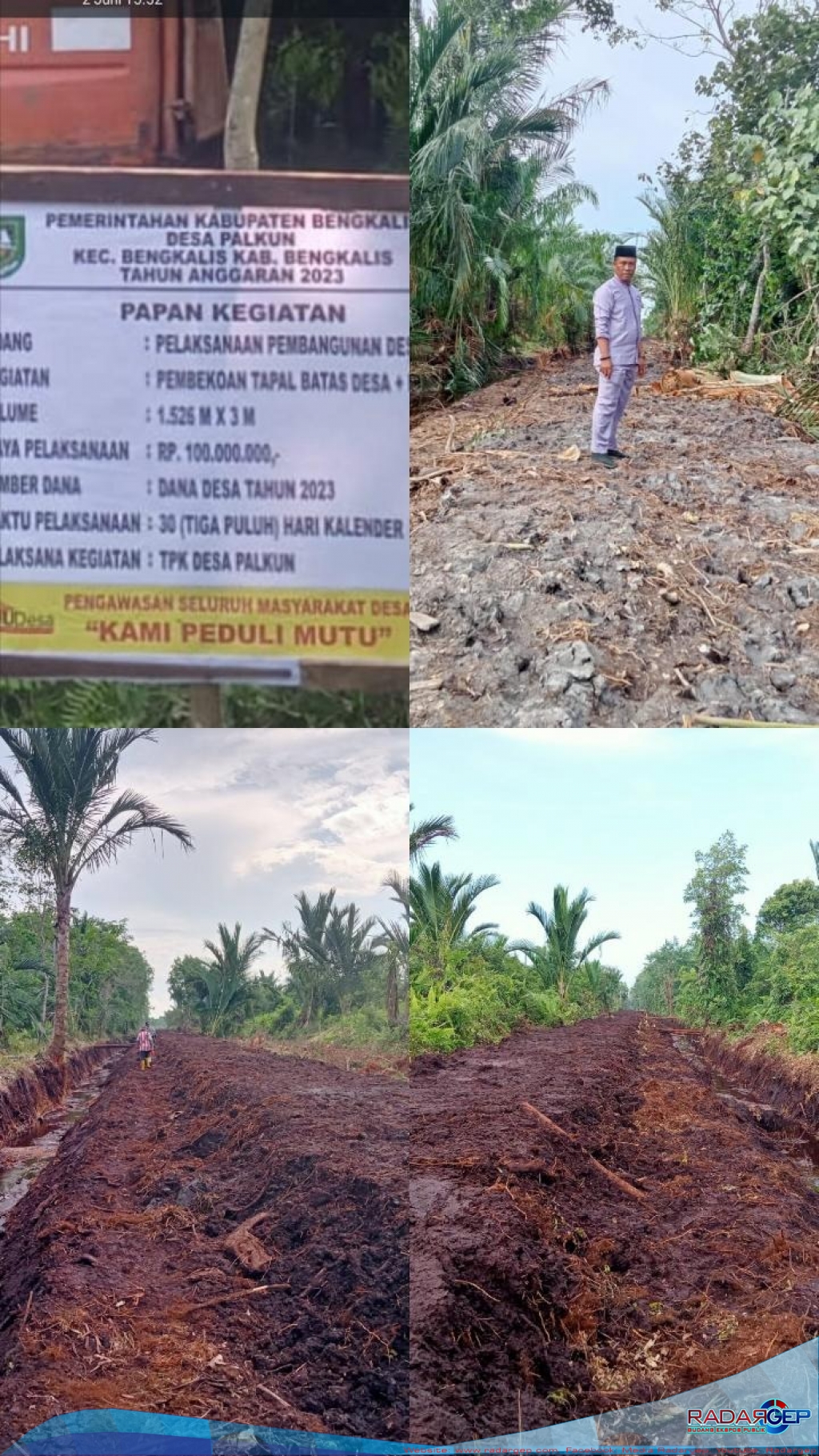 Kepala Desa Palkun Samsul Bangun Bodi Jalan Perbatasan Desa Palkun Dan Desa Kelamatan